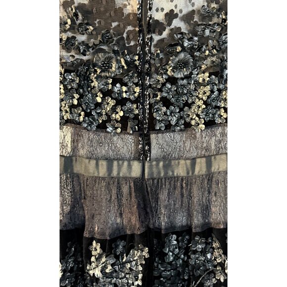 Amen Couture Black Leather Appliqué Sheer Mini Dress Sample Size 40 US 4 - Picture 16 of 16